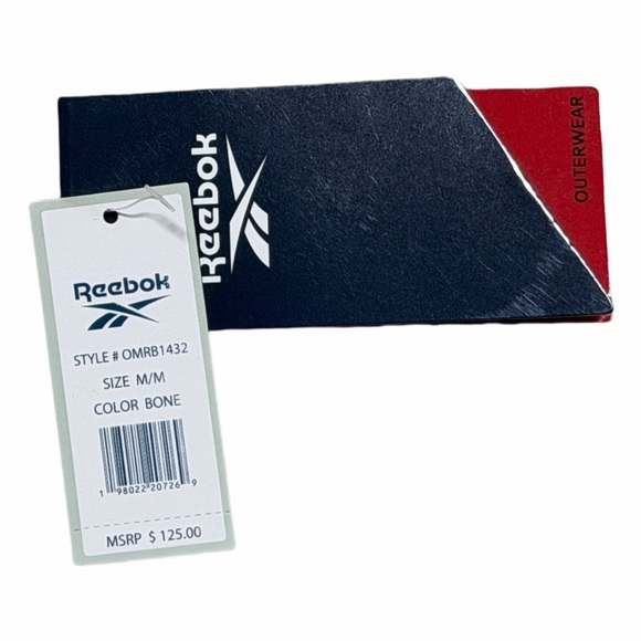 Reebok Men's Cream Hooded Performance Jacket size M Windbreaker lightweight New - Picture 14 of 14